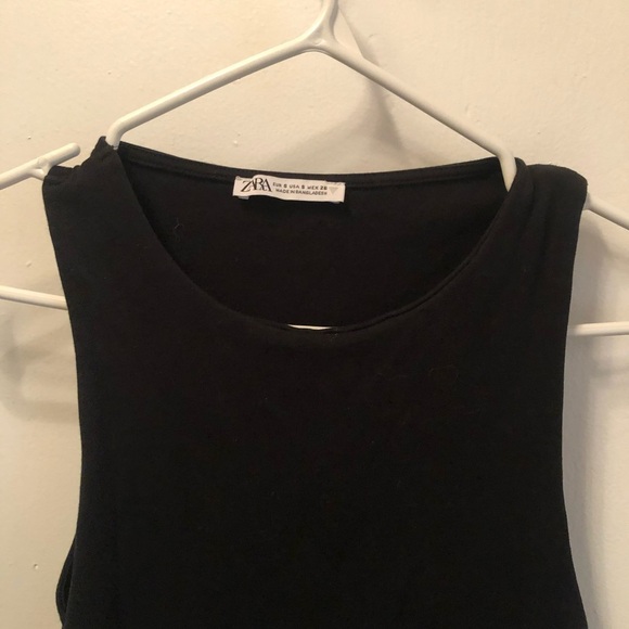 Zara Black Ribbed size small Mini Dress for casual dinners, can be dressy -used - Picture 2 of 6